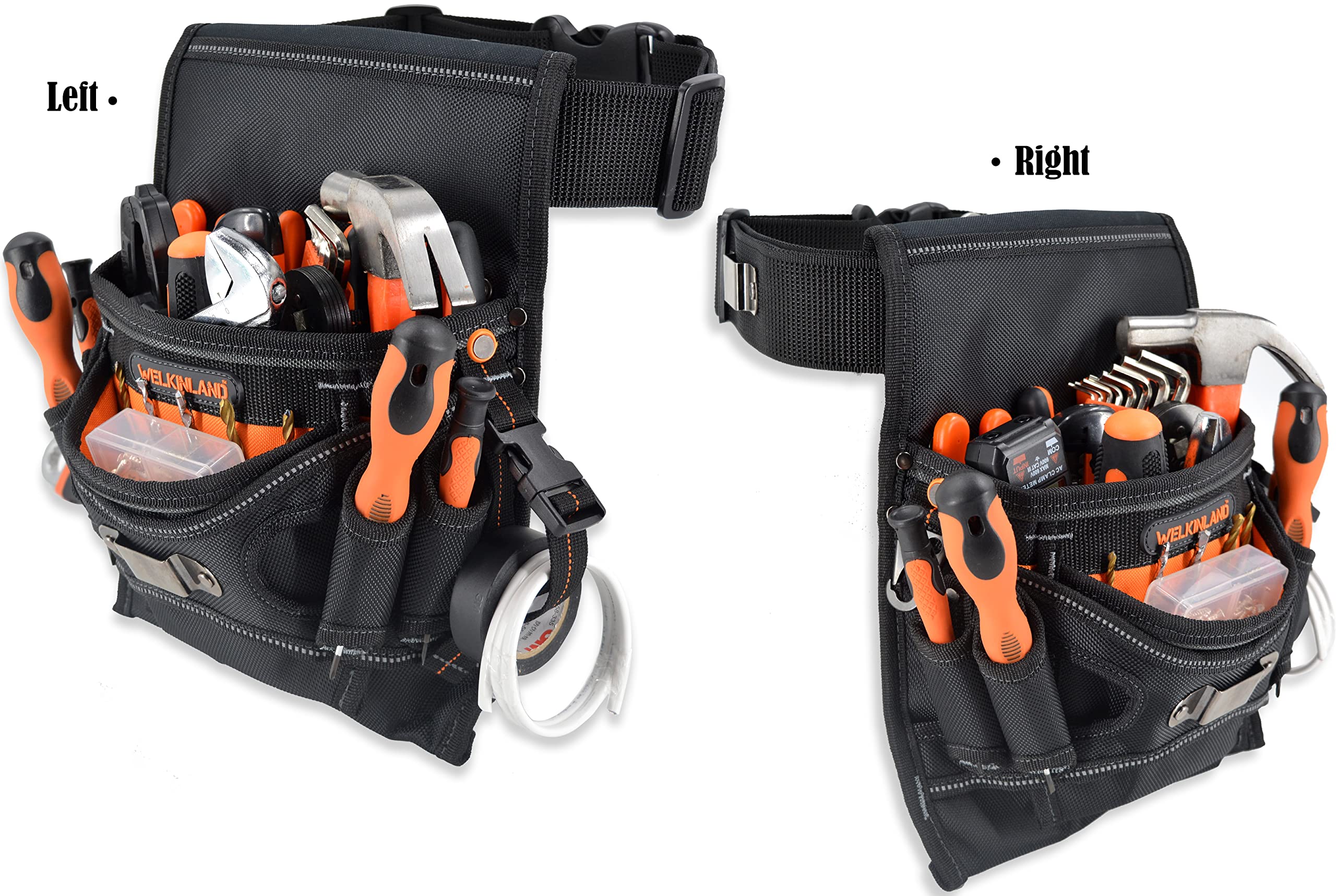 WELKINLAND 10-Pockets Electrician Tool Pouch with Belt Clip, Electricians Tool Pouches Bag, Tool Pouches, Electricians Tool Belt,Electrician Tool Belt