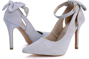 Fashare Womens High Heels Bow Tie Back Sexy Stiletto Ankle Strap Wedding Dress Pumps Shoes