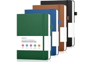 Bullet Dotted Journal Notebook 4 Pack: 160 Pages Per Pack, A5 Medium Size(5.75" × 8.38"), 120 GSM Thick Paper, Leather Dotted