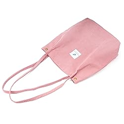 TOPASION Cute Corduroy Tote Bag Canvas Shoulder