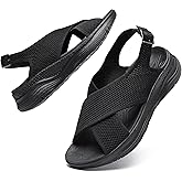 Bravover Womens Orthopedic Sandals Ladies Recovery Sport Outdoor Adjustable Strap Sandals with Comfortable Plantar Fasciitis Arch Support