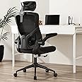 Home Office Chair, Ergonomic Comfy Desk Chair, High Back Computer Chair- Adjustable Headrest with Flip-Up Arms, Lumbar Support, Swivel Executive Task Chair (Modern, Black)