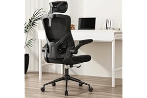 CYKOV Home Office Chair, Ergonomic Comfy Desk Chair, High Back Computer Chair- Adjustable Headrest with Flip-Up Arms, Lumbar Support, Swivel Executive Task Chair (Modern, Black)