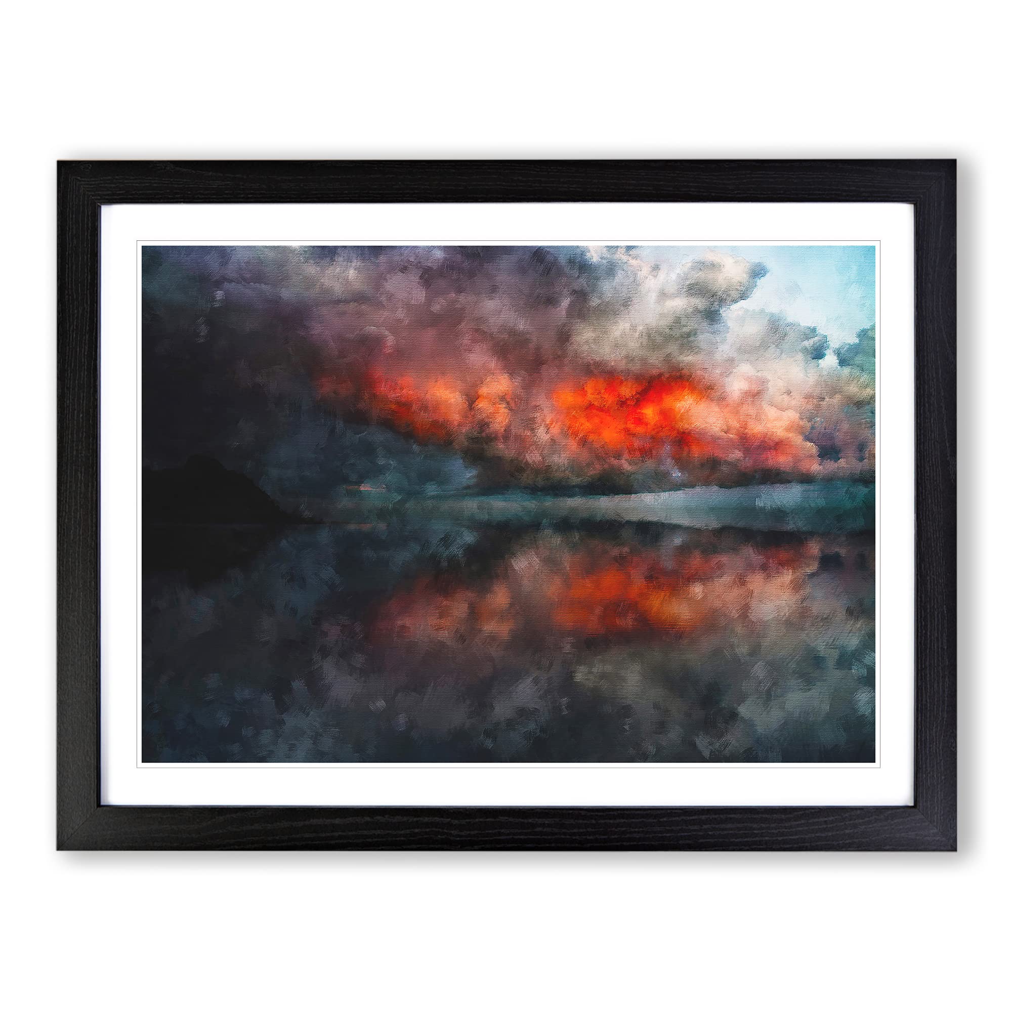 Storm Approaching Painting Modern Art Framed Print | A4 Black Framed Wall Art | Ready to Hang | Modern Landscape Picture | Living Room Bedroom Lounge Office
