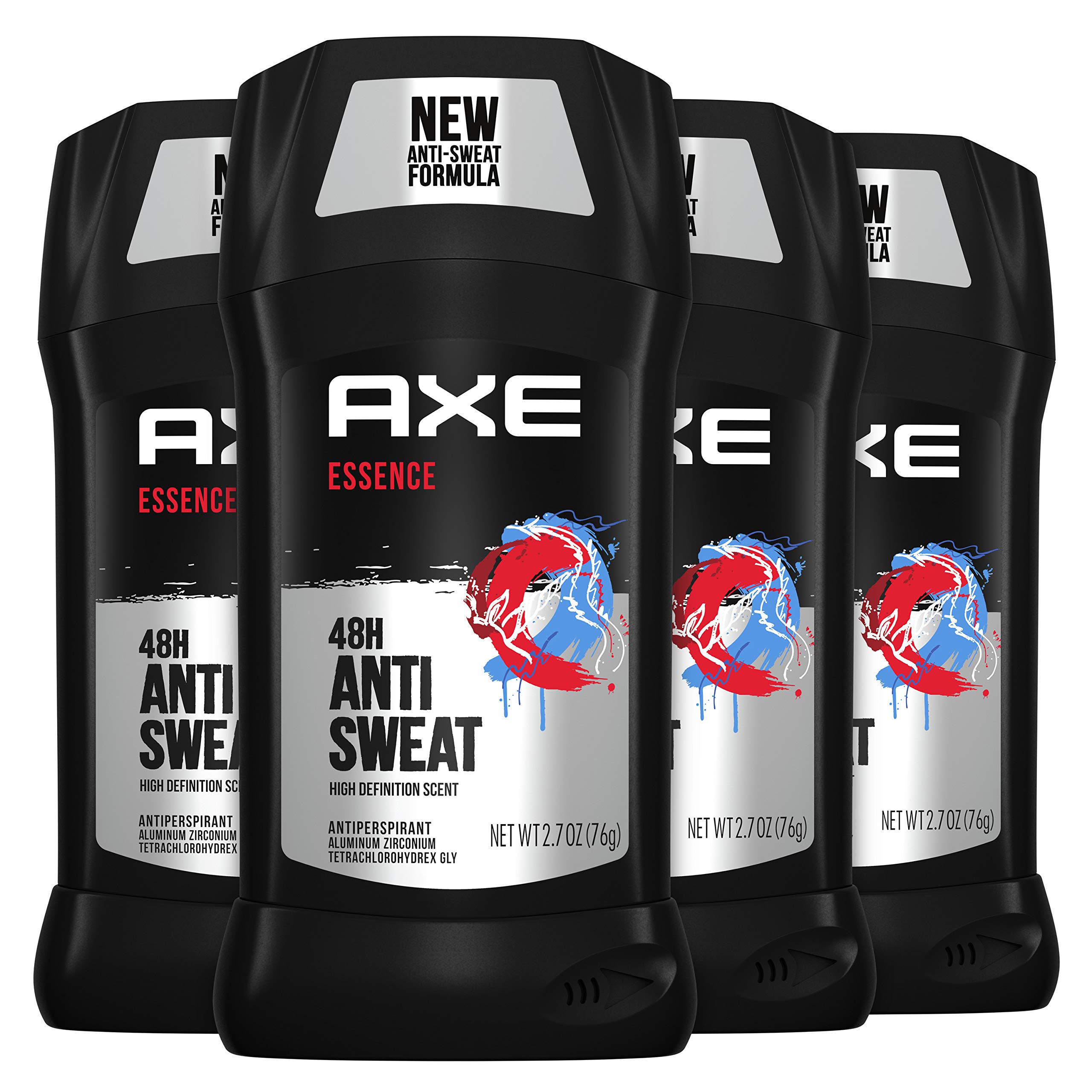 AXE Dual Action Antiperspirant Stick for Long Lasting Freshness Essence Black Pepper and Cedarwood 48 Hour Anti Sweat Mens Deodorant 2.7 oz 4 Count