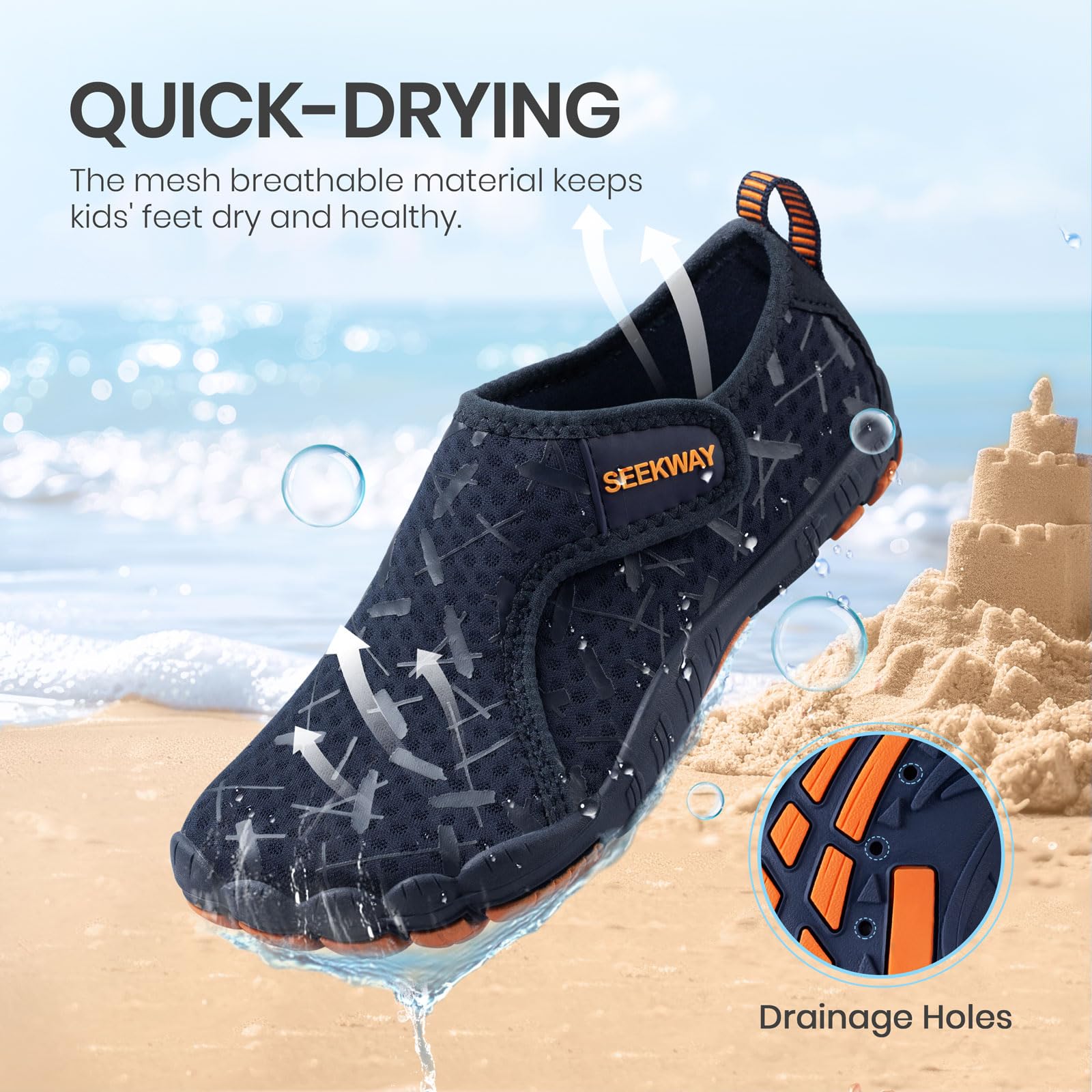 SEEKWAY Barefoot Water Shoes for Kids - Wide Toe Box and Quick-Dry Sand Shoes Toddler for Hiking Swim Beach Pool Kayak Sport Accessories, Camping Essentials Non-Slip for Boys Girls Sizes