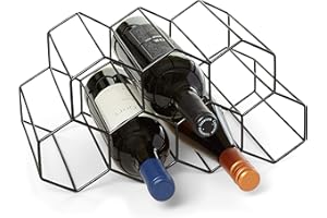 HB DESIGN CO. Countertop Wine Rack - 9 Bottle Wine Holder for Wine Storage - No Assembly Required - Modern Black Metal Wine Rack - Wine Racks Countertop - Small Wine Rack - Wine Bottle Storage - Tabletop Wine Rack