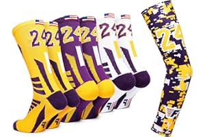 Forever Fanatics Youth Boys Basketball Socks Sports Athletic Crew Socks with Basketball Arm Sleeve - Made in USA