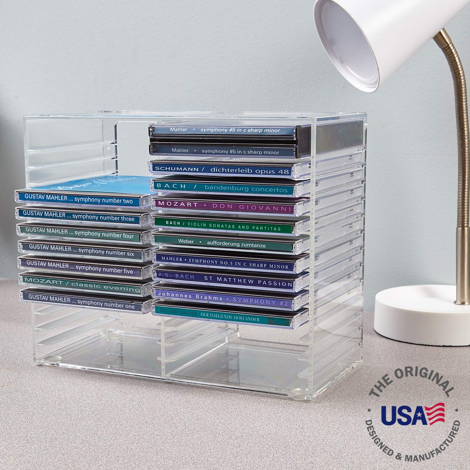 Stackable Clear Plastic CD Holder - Holds 30 Standard CD Jewel Cases