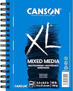 XL Series Mix Paper Pad, Heavyweight, Fine Texture, Heavy Sizing for Wet or Dry Media, Side Wire Bound, 98 Pound, 5.5 x 8.5 in, 60 Sheets, 5.5"X8.5"