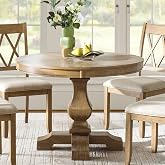 HULALA HOME Round Dining Table for 4, 42&rdquo; Farmhouse Oak Wood Dining Room Kitchen Table Top with Pedestal Base, Rustic Dinner Table for Living Room, Apartment, Nature