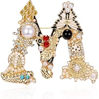 Pearl Initial Brooch Pin – Crystal Alphabet Letter A‑Z, Colorful Enamel, Alloy With Rhinestones, Gift For Women - View #9