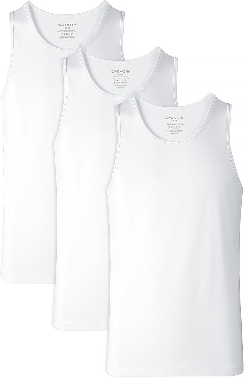 DAVID ARCHY Men's Bamboo Rayon & Cotton Undershirts Crew Neck Tank Tops in 3 or 4 Pack: Clothing