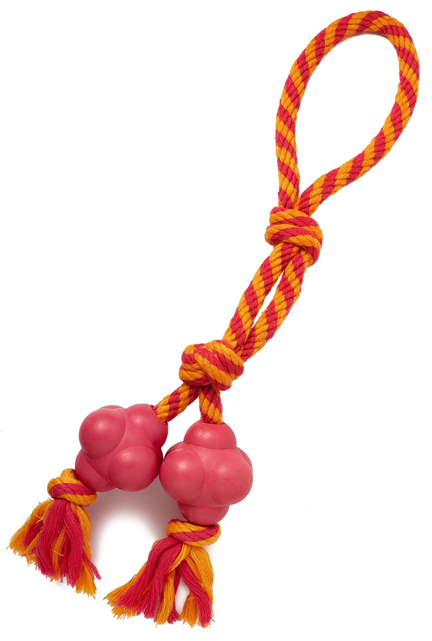 Pistachio Pet Dog Toy - Rope And Rubber Ball Toy 18" (Red)