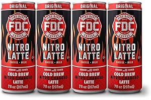 Fire Department Coffee - Nitro-Charged Latte (Pack of 4) - Ready to Drink Cold Brew Coffee - Kosher - Arabica Coffee, No Artificial Flavors - 4x7 fl oz Cans
