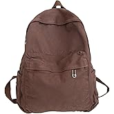 AFGWK Vintage Canvas Backpack for Women - Grunge Hippie Cute Boho School Backpack - Casual Y2K Aesthetic - Coffee