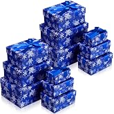 Cholemy 12 Pcs Christmas Nesting Gift Boxes with Lid, Stylish Style, Blue | Xmas Nesting Boxes Stacked, Stackable 6 Assorted Sizes Design, for Holiday Gift Wrapping, Xmas Present Packaging