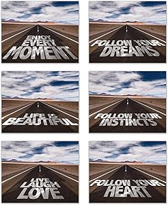 Travel through Life with these Inspirational Signs: Life Thoughts and Motivation: Set of 6 (8"x10" unframed) Poster Prints Wall Decor - Life Lessons and Motivation