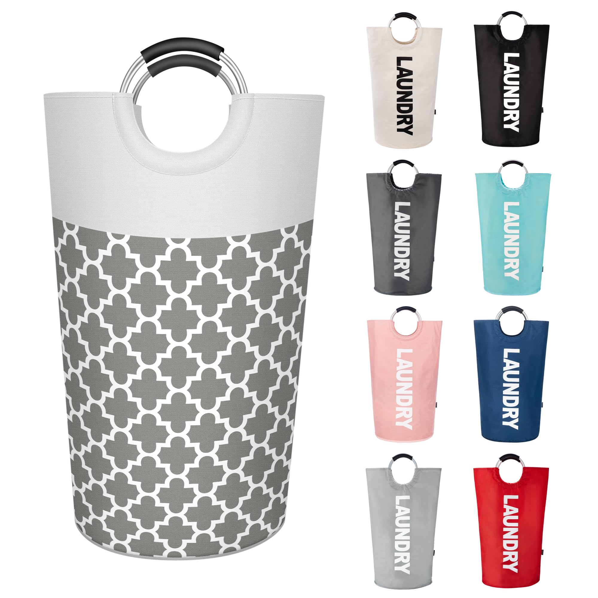 Caroeas 90L Light Laundry Basket (13 Colors), Waterproof Laundry Hamper, Laundry Bag with Padded Handles, Clothes Hamper, Collapsible Laundry Basket Easy Storage