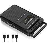Gracioso Portable Cassette to MP3 Converter via U Disk/SD Card or PC | Record to Cassettes/USB/SD Card via Microphone,Cassette Tape Player with Headphone Jack,Retractable Handle