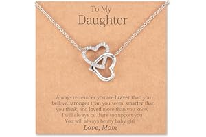 Lanqueen Christmas Gifts for Mom/Grandma/Daughter/Mother-in-Law Necklace Interlocking Heart Necklace Mothers Day Birthday Gif