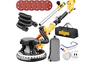 ACCUCRAFT Drywall Sander, 950W 8.5A Electric Drywall Sander with Vacuum Dust Collector, 9 Variable Speed 800-2100RPM, Foldable & Extendable Handle,Wall Sander for Popcorn Ceiling, Pole Sander for Drywall