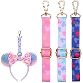 EQVYG 3PCS Mouse Ear Holder for Backpack Park Trip Essentials Bag Charm | Adjustable Keychain Colorful Lanyard Headband Organizer Theme Park Travel Decor