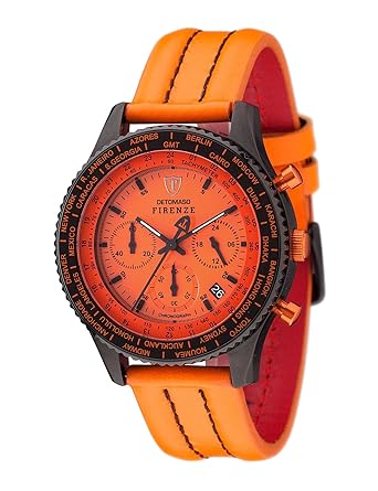 DETOMASO Mens SL1624C-OR FIRENZE Chronograph Trend orange/orange Analog Display Japanese Quartz Orange Watch
