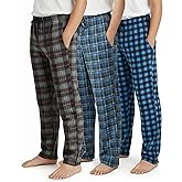 Real Essentials 3 Pack: Boys' Fleece Pajama Pants Soft PJ Bottoms for Kids Youth Teens Sleepwear (Ages 5-18)