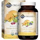 Garden of Life Organics Vegan Vitamin D3 Chewable - Raspberry Lemon, 2,000 IU (50mcg) Whole Food Vitamin D3 from Lichen Plus Food & Mushroom Blend, Gluten Free, 30 Chewable Tablets