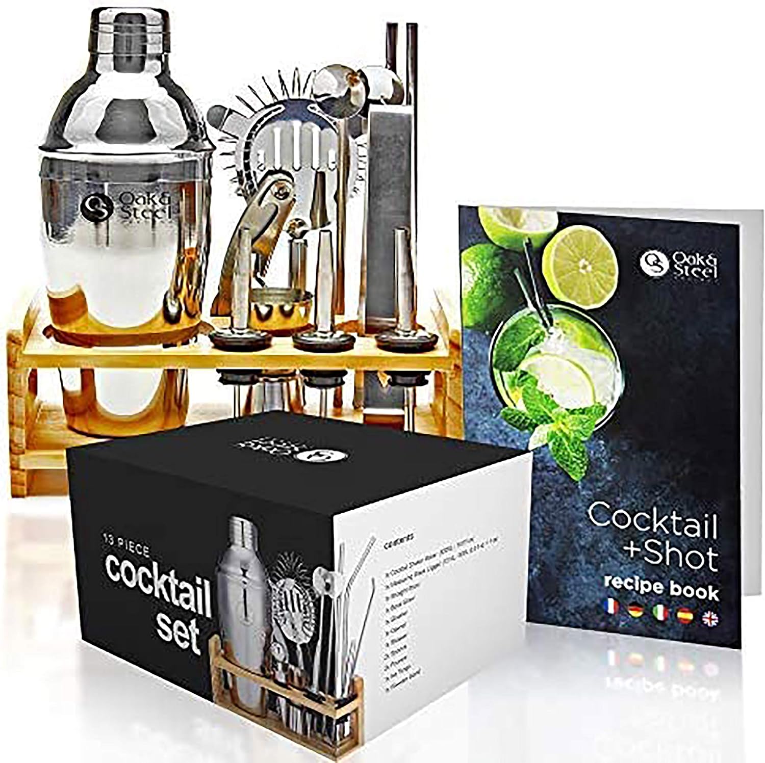 Shaker Boston Professionnel En Acier Inoxydable - 2 Pièces (590 G + 800 G) Avec Mesures Gravées - Pour Cocktails - Étanchéité Parfaite