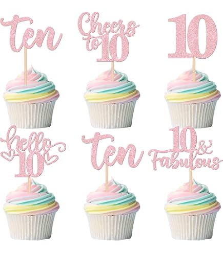 30PCS 10th Birthday Cupcake Toppers - Glitter 'Straight Outta 2014' Picks For 10 Year Anniversary
