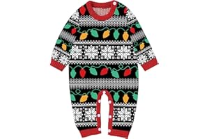 Meteorito Baby Boys Girls Christmas Outfit Knitted Sweater Romper Long Sleeve Button Closure Xmas Clothes 0-24M