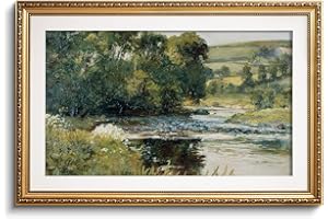 ARPEOTCY Vintage Gold Framed Large Wall Art, 24x36 inch Nature Streamside Retro Paintings, Canvas Prints Artwork with Antique Frame, Victorian Wall Pictures Decor for Living Room Bedroom