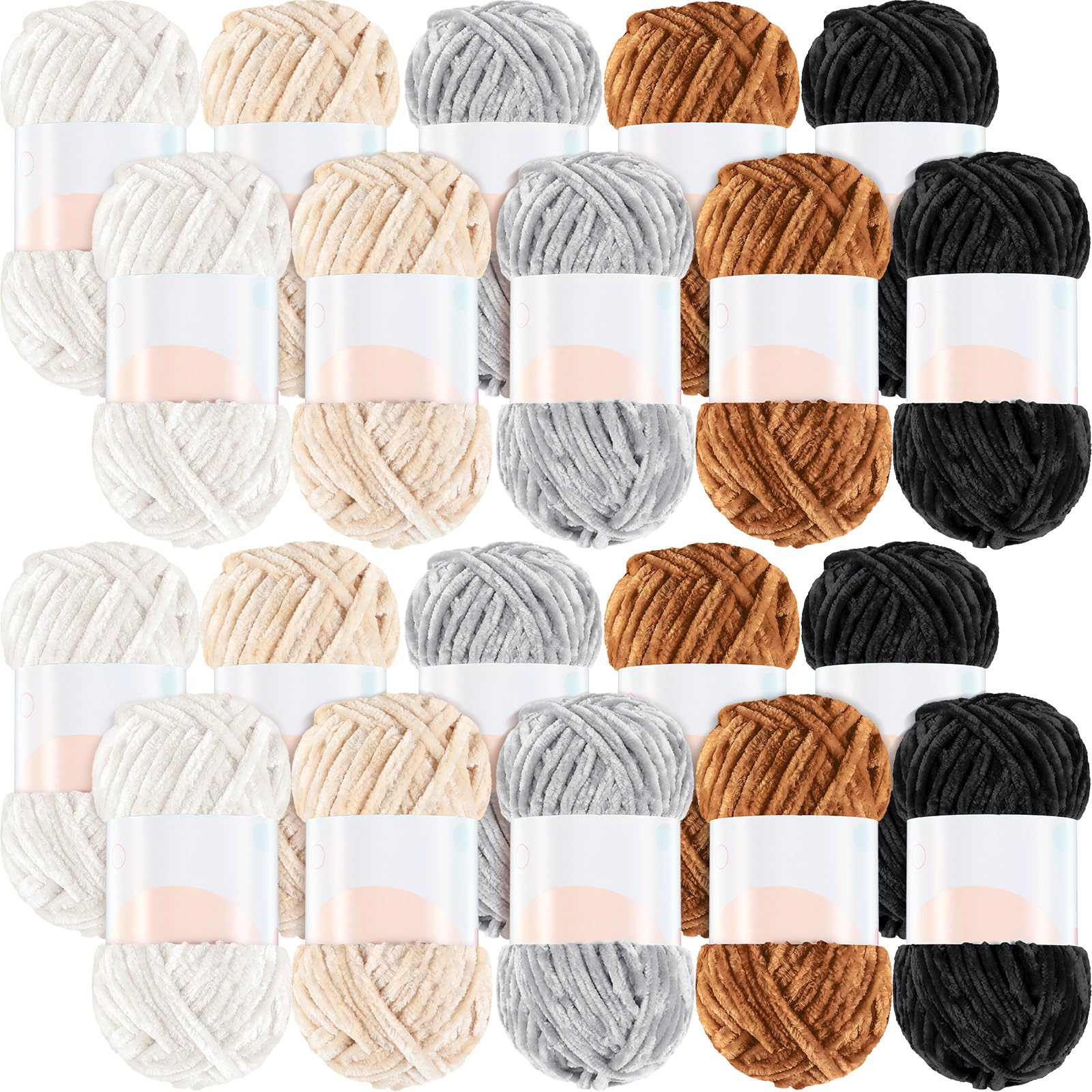 Photo 1 of Woanger 20 Skeins Soft Chenille Yarn Velvet Blanket Yarn for Crocheting Hand Knitting Weaving DIY Craft, 10 Colors, 93 Yards Each (Earth Tone)