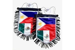 PRK 14 Philippines Mexico Flag Banner - Car Home Wall Door Window Accessories - Sticks to Glass