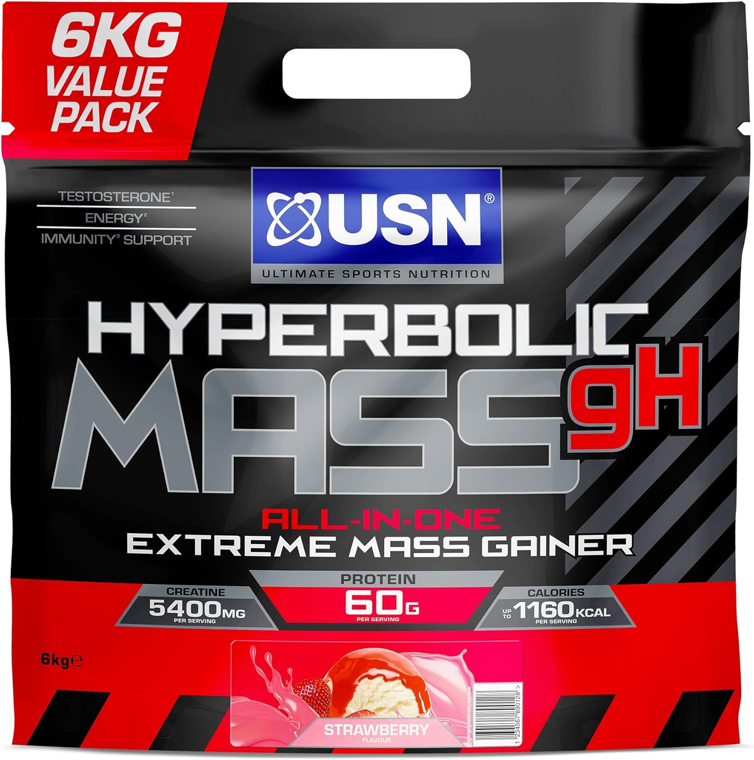 Usn Hyperbolic Mass Strawberry 6 Kg All In One Mass Gainer Protein Powder For Fast And Effective Weight Gain Amazon Co Uk Health Personal Care