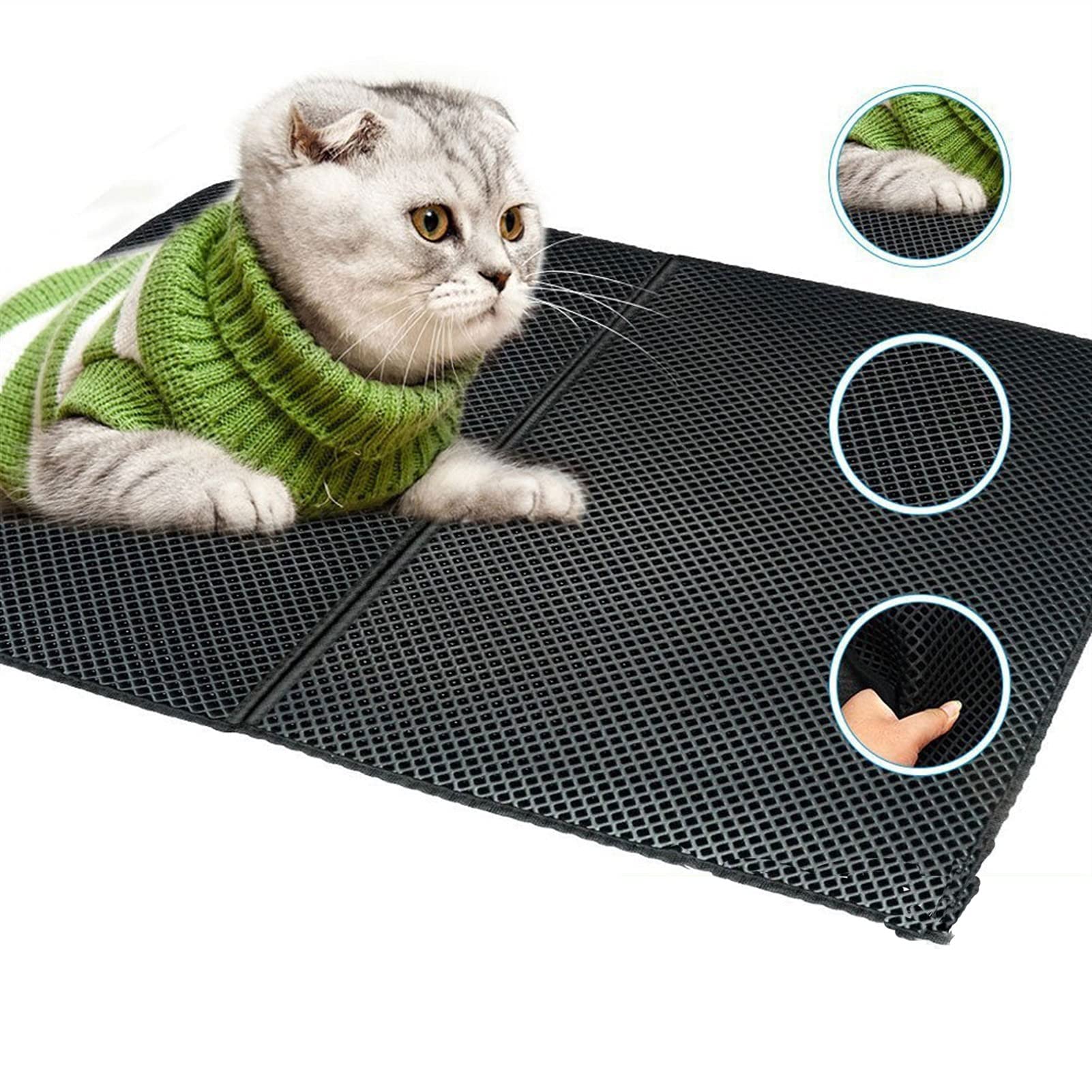 zalati Cat Litter Tray Litter Mat Breathing Honeycomb Double Layer Design Water-resistant for Pets