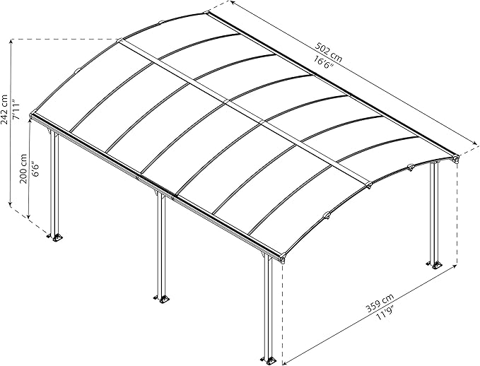 Palram Arcadia 5000 Carport Robuste Struktur Fur Ganzjahrige Nutzung Grau Amazon De Garten