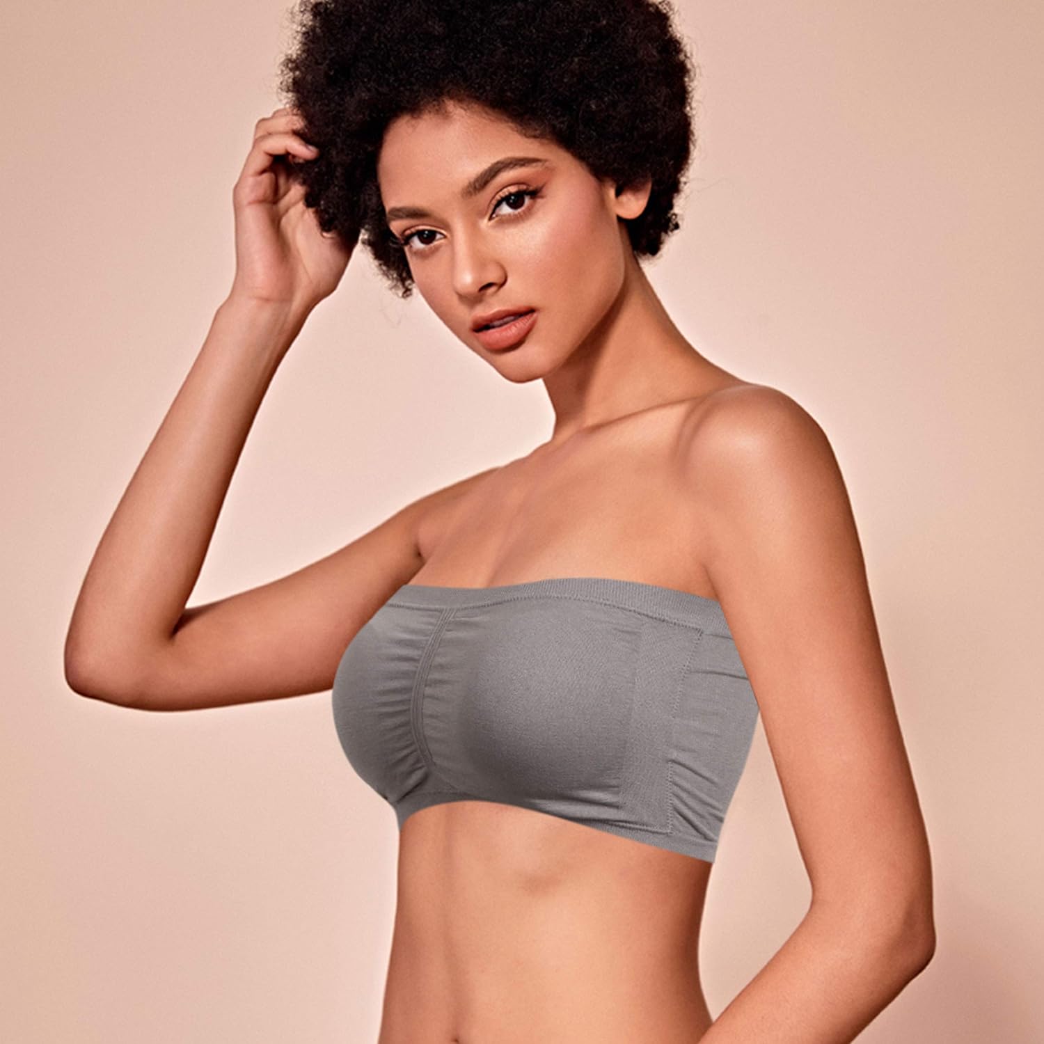 DD DEMOISELLE Plus Size Padded Tube Top Bra Strapless Bandeau Stretch Seamless Bra for Women/Girls 1-4 Packs: Clothing