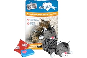 Pets Know Best HuggieKitty | Comfort Purring Companion with Heartbeat Sleep Aide for Cats & Kittens, Heating for Calming Relief, Carrier & Behavioral Training Essential, Breeds, Grey