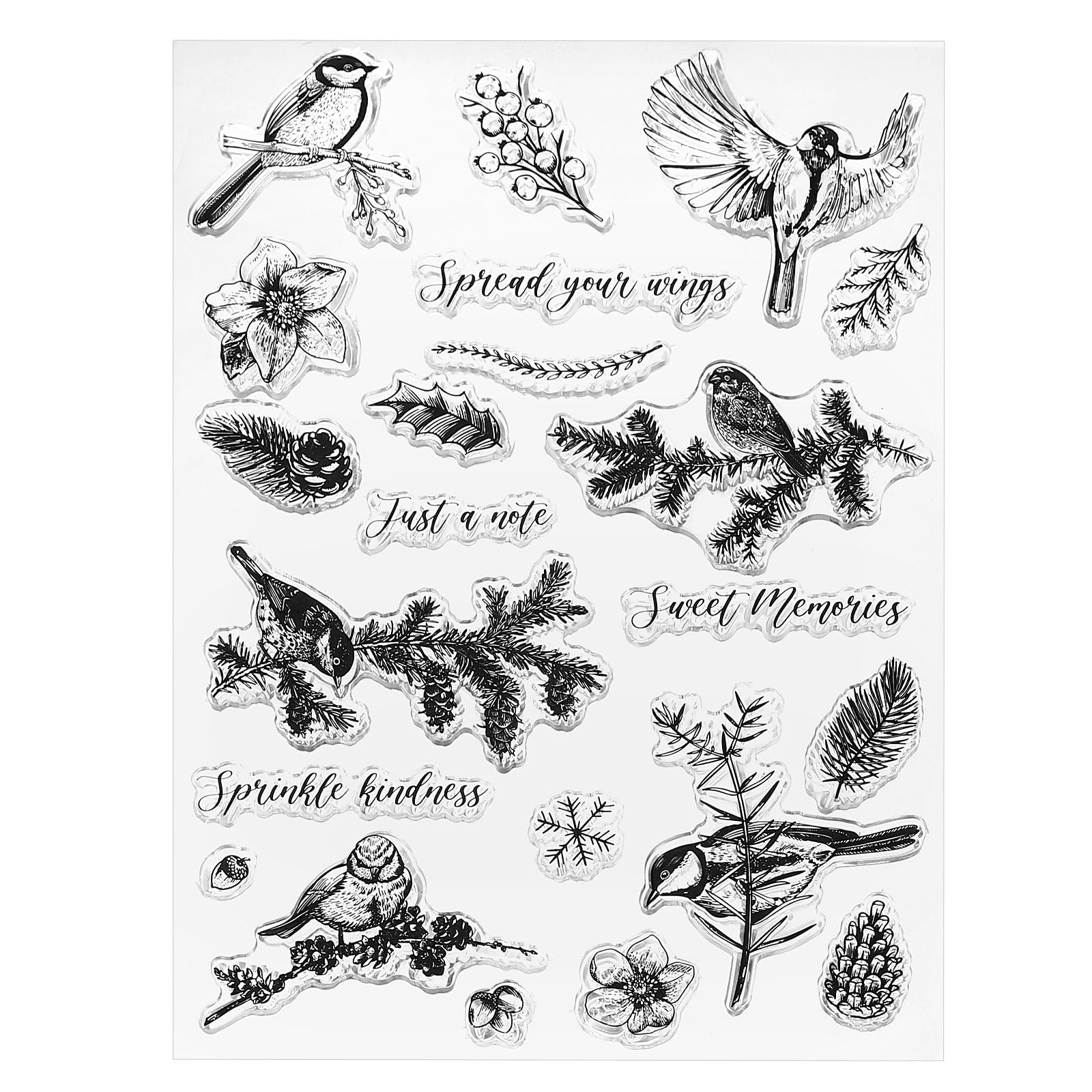 PATIKIL Transparent Silicone Stamps, 1 Pcs T2032 Winter Bird Clear Stamps for Card Making Decoration DIY Scrapbooking Embossing Album Decor Craft, Clear