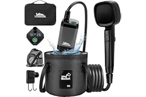 YIMSERK 7800mAh Portable Shower for Camping, Rechargeable Electric Outdoor Shower Kit with Handbag, Filtered Shower Head, IPX7 Waterproof Shower Pump for Camp, Hiking, Car Washing, Pet Bath