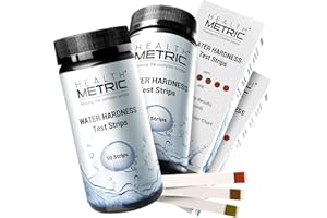 Health Metric Pro Water Hardness Test Strips | Quick & Easy Hard Water Testing Kit for Water Softener Dishwasher Well Spa and Aquarium | 2 x 50 Tester Strips | Calcium and Magnesium Total Hardness