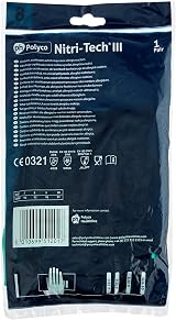 Polyco GL36M Nitri Tech III Chemical Resistant Gloves Size 8 Medium Green Latex view 2