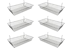 Only Garment Racks 5624BLACK (6) Only Garment Racks - Set of (6) Baskets Designed for Gridwall, Slatwall and Pegboard - Black Finish - Dimensions: 24"L X 12"D X 4"H - Lot of 6 Baskets