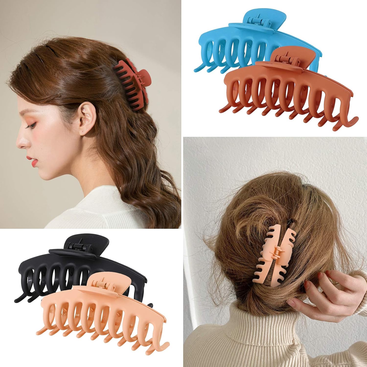 Tyfthui 6 Pcs Hair Claw Clips for Women Nonslip Hair Clips for Women and Girls, Strong Hold for Thin/Thick Hair Fashion Hair Styling Accessories (Multi-colored B) : Beauty