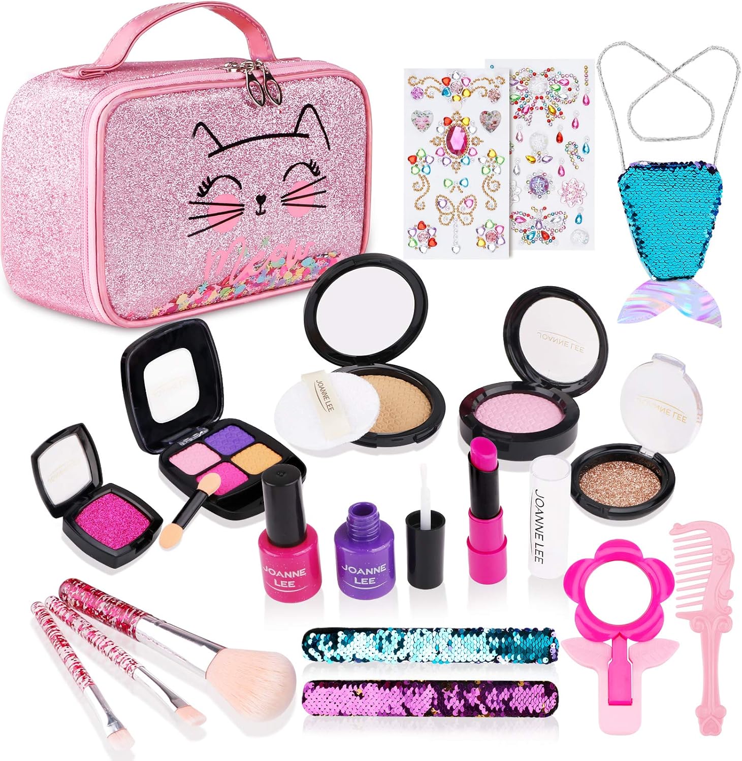 Kids Fake Makeup Sets for Girls, 21pcs Children Princess Make up Set