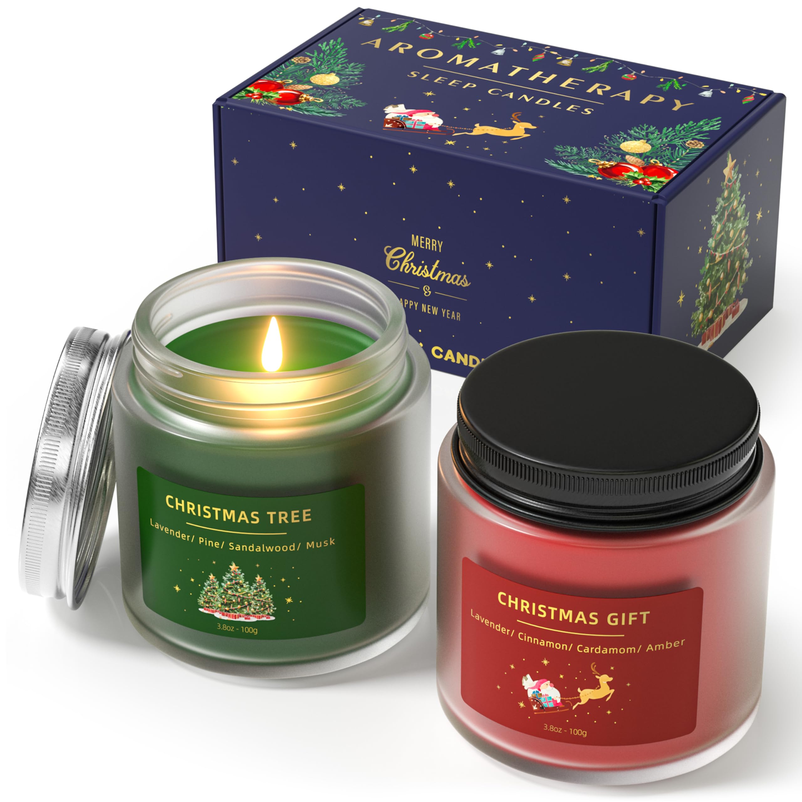 Christmas Candle, BOYUJK Christmas Candles Gifts for Women, Sleep Christmas Scented Candles Gift Set for Her, Christmas Gifts for Women and Men