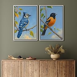 MUDECOR Framed Canvas Print Wall Art Set Blue Jay